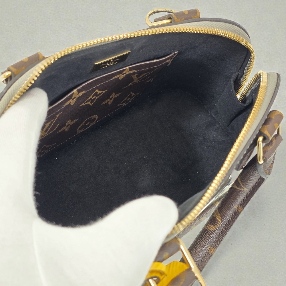 Louis Vuitton Alma BB Monogram Vernis Silver Embossed Yellow Crossbody Bag - Picture 5 of 16